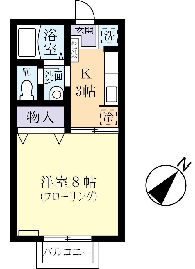 セジュールさくらII(1K/1階)の間取り写真