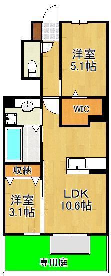 D-ROOM上葛原(2LDK/1階)の間取り写真