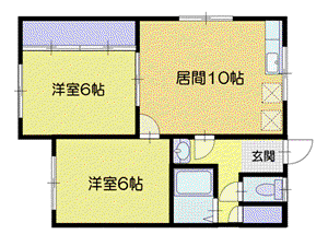 マンション福田(2LDK/1階)の間取り写真