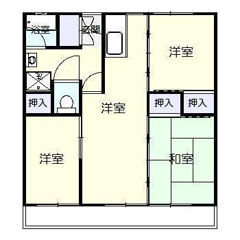 GREEN HILLS 大塚台 2号棟(3DK/3階)の間取り写真