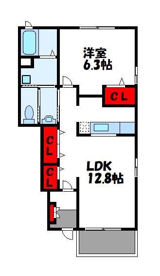 ルート607弐番館 A(1LDK/1階)の間取り写真