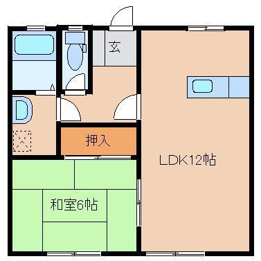 宮野ハイツ(1LDK/1階)の間取り写真