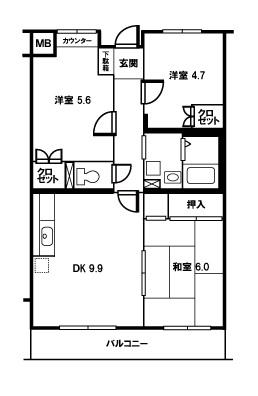 セブンハイツ(3DK/3階)の間取り写真