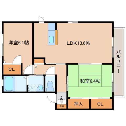クレストタウン(2LDK/2階)の間取り写真