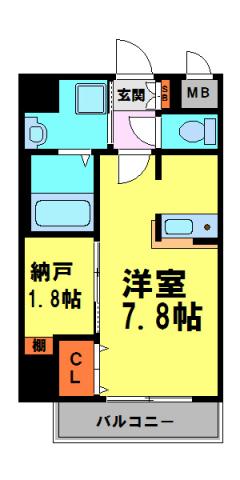 ONLYONE小花Ⅱ(1K/5階)の間取り写真