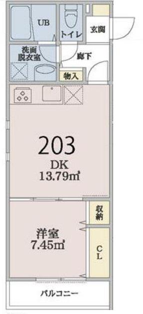 フォレスト上鶴間(1DK/2階)の間取り写真