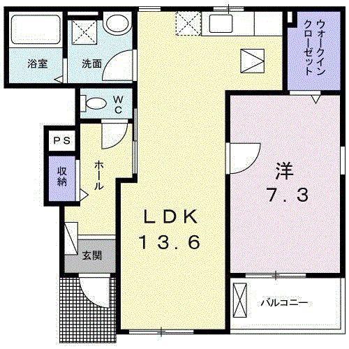 エスポワール(1LDK/1階)の間取り写真