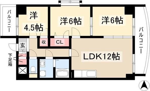 フォーブル日進(3LDK/4階)の間取り写真