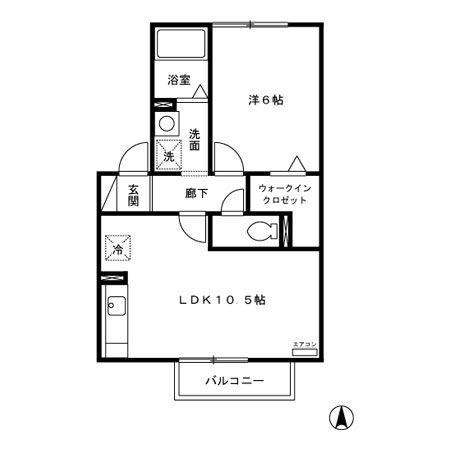 レピィナードII(1LDK/2階)の間取り写真