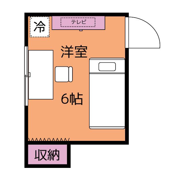 わかば荘(ワンルーム/2階)の間取り写真