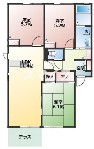 グランシード平和 B棟(3LDK/2階)の間取り写真