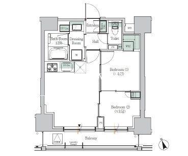 ONE ROOF RESIDENCE ASAKUSABASHI(2DK/9階)の間取り写真