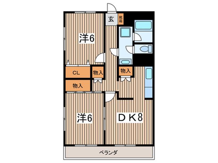 エール・ルージュ平塚(2DK/1階)の間取り写真