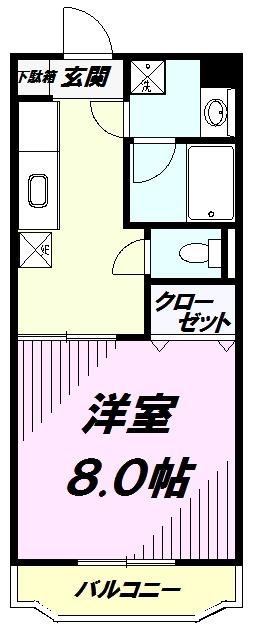 グリシーヌI(1K/4階)の間取り写真