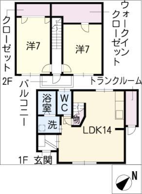 ルミエールタウン チップ(2LDK/2階)の間取り写真