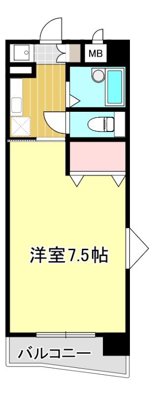メトロノーム中島(1K/2階)の間取り写真