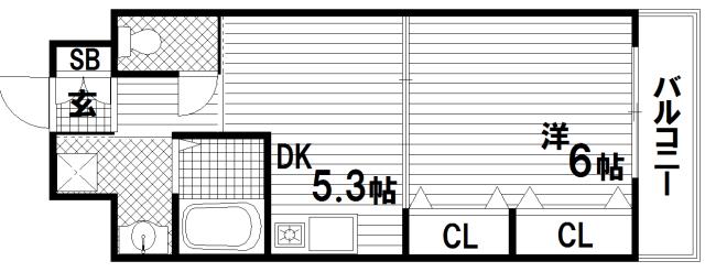 PARK COURT 東須磨(1DK/3階)の間取り写真