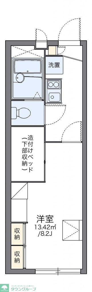 レオパレスレイルサイド高根台(1K/1階)の間取り写真