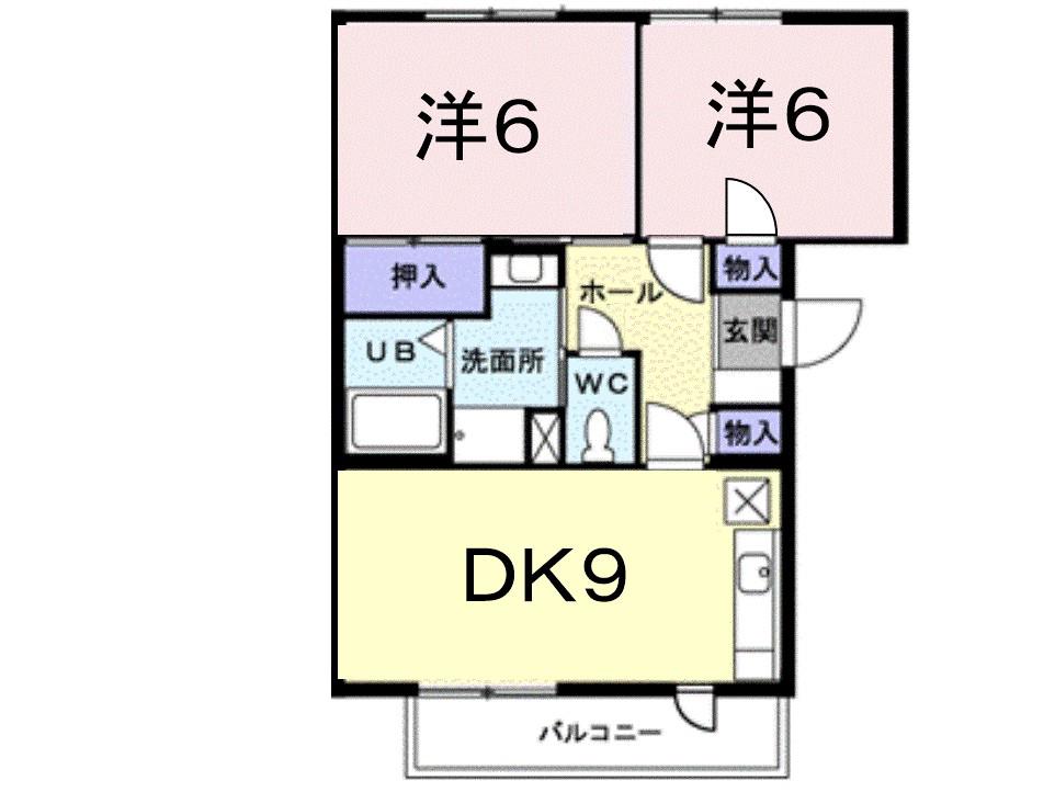 プレンティナカヤマ(2DK/2階)の間取り写真