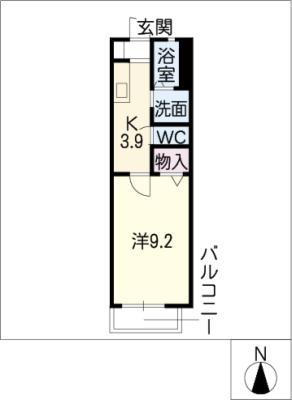 レクサス オタイ(1K/2階)の間取り写真