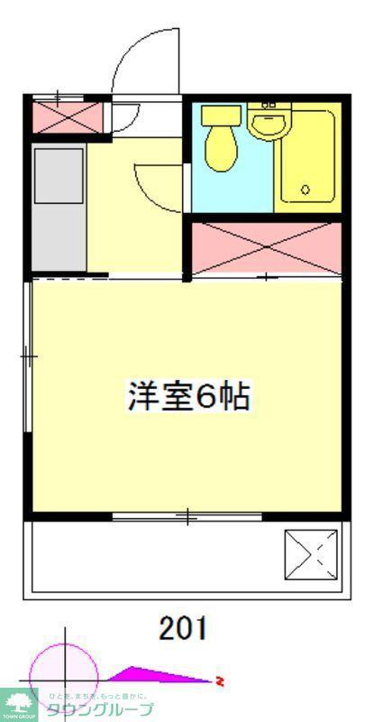 ビーチハイム(1K/2階)の間取り写真