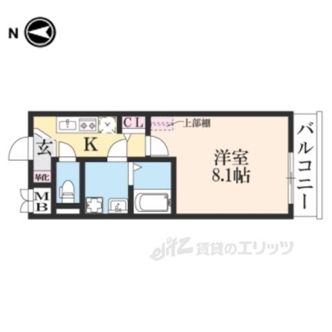 NUKUMORI西京極(1K/4階)の間取り写真