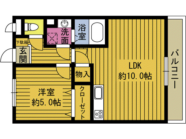 サンライズハイツ豊町(1LDK/1階)の間取り写真