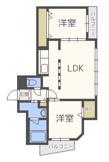 ヌーヴェルコート白石(2LDK/2階)の間取り写真