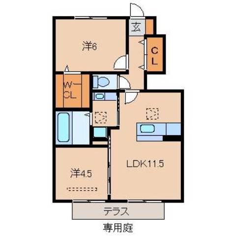 LA FIGUE(2LDK/1階)の間取り写真