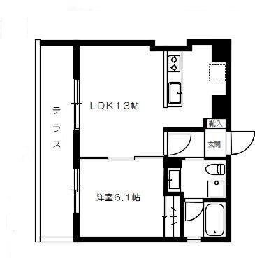 サイプレスコート(1LDK/1階)の間取り写真