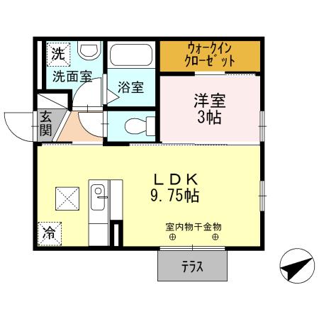 サムポワール(1LDK/1階)の間取り写真