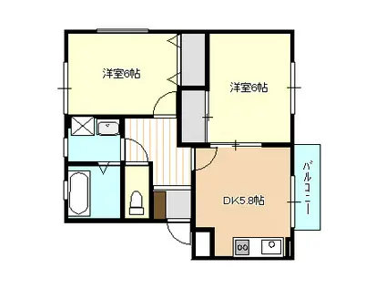 シティハイツあけぼの(2DK/1階)の間取り写真