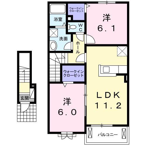 ルチアーノ(2LDK/2階)の間取り写真