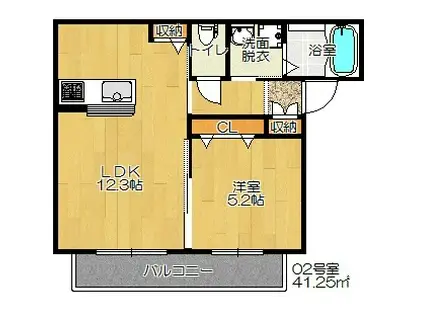 シャーメゾン深野(1LDK/1階)の間取り写真