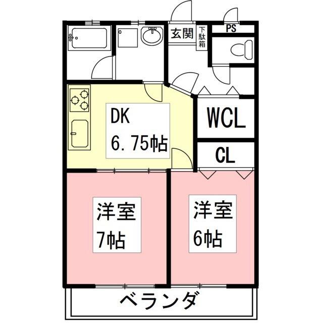 LIS・TRESOR(2DK/1階)の間取り写真