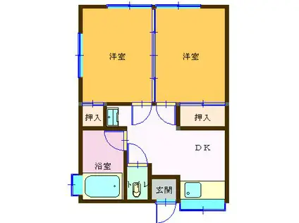田村アパート(2K/2階)の間取り写真
