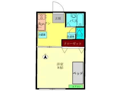 レカンハイツ(1DK/1階)の間取り写真