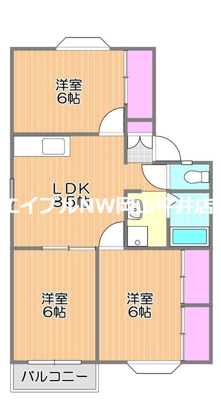 アーバンハイツ松新IIA(3DK/2階)の間取り写真