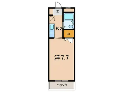 フォルテ宝塚(1K/2階)の間取り写真