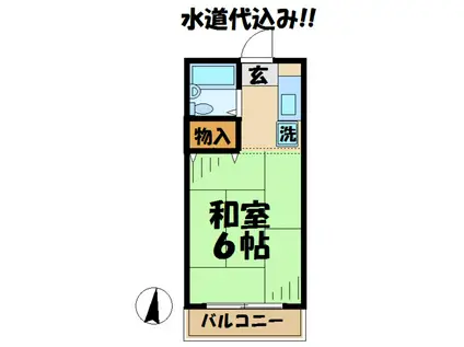 第1藤美荘(1K/1階)の間取り写真