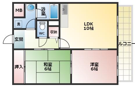 ヴェルジュール21(2LDK/3階)の間取り写真
