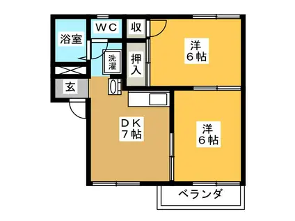 フォーブル早川(2DK/2階)の間取り写真