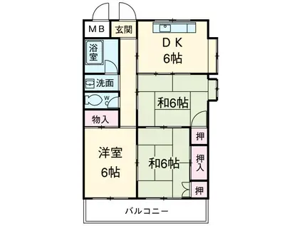 スカイ富士(3DK/3階)の間取り写真