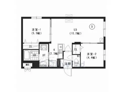 スプートニク(2LDK/3階)の間取り写真
