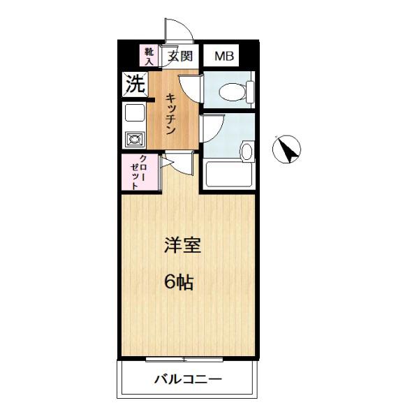サニーハイツ東山(1K/3階)の間取り写真