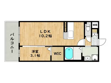 フージュエージョHIE(1LDK/7階)の間取り写真