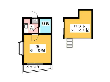 三高・ハイライフ(1K/2階)の間取り写真