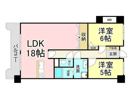サンライフ深町(2LDK/7階)の間取り写真