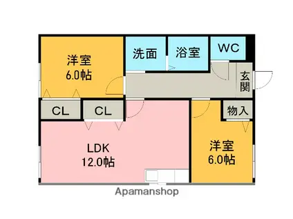 シャンポールA棟(3DK/1階)の間取り写真