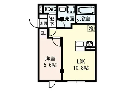 アベニール桜本町(1LDK/1階)の間取り写真